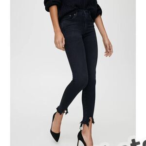 Agolde Black Sophie Midrise Distressed Skinny Jeans 24 Women